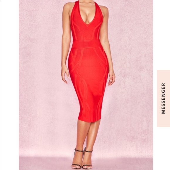 House of CB London “CICI” Deep V Bandage Dress - Picture 1 of 6